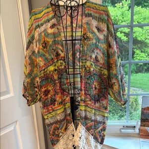 Love fire Boho style kimono with lace trim